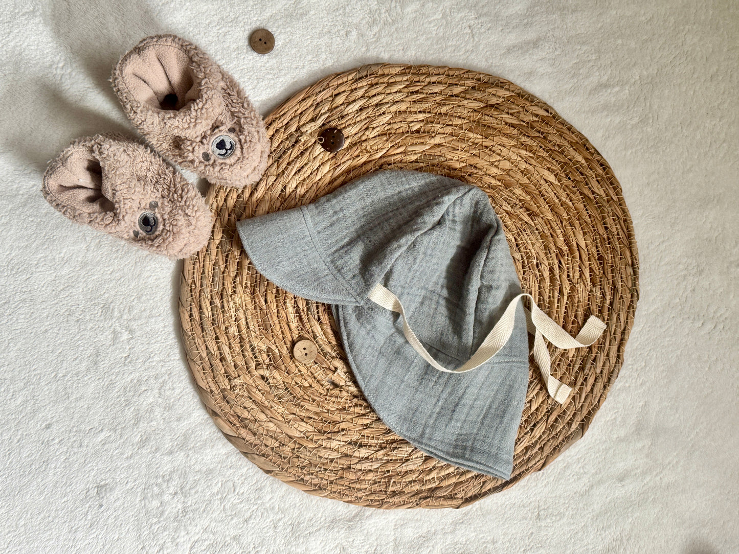 Musselin - Sonnenhut „Dark Mint“ - 44-48cm