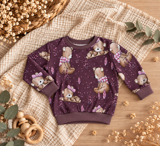 Sweater "Bärchen" mauve - Gr. 104