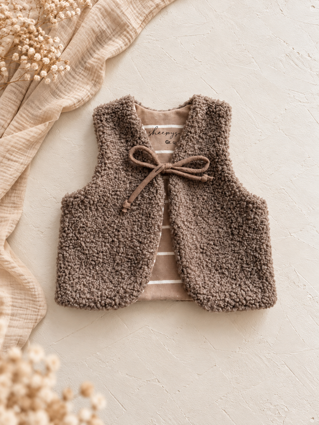 Teddyweste taupe - Gr. 62/68