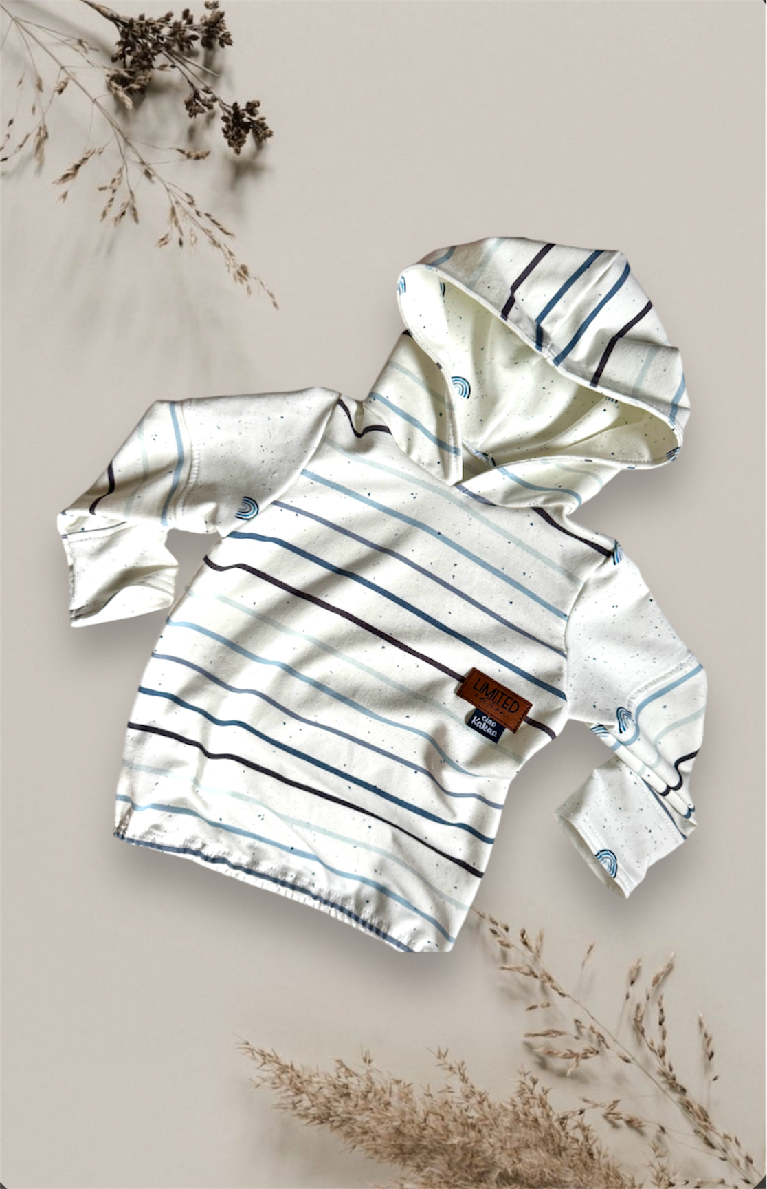 Hoodie "Stripes and Rainbow blue"